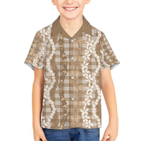 Hawaiian Ohia Lehua Lei Kid Hawaiian Shirt Plaid Palaka Kalaihaahaa Pattern - Polynesian Pride