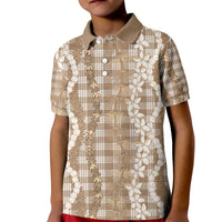 Hawaiian Ohia Lehua Lei Kid Polo Shirt Plaid Palaka Kalaihaahaa Pattern - Polynesian Pride
