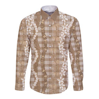 Hawaiian Ohia Lehua Lei Long Sleeve Button Shirt Plaid Palaka Kalaihaahaa Pattern - Polynesian Pride