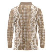 Hawaiian Ohia Lehua Lei Long Sleeve Polo Shirt Plaid Palaka Kalaihaahaa Pattern - Polynesian Pride