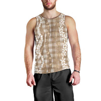 Hawaiian Ohia Lehua Lei Men Tank Top Plaid Palaka Kalaihaahaa Pattern - Polynesian Pride