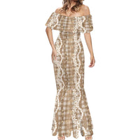Hawaiian Ohia Lehua Lei Mermaid Dress Plaid Palaka Kalaihaahaa Pattern - Polynesian Pride