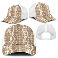 Hawaiian Ohia Lehua Lei Mesh Trucker Cap Plaid Palaka Kalaihaahaa Pattern LT9 - Polynesian Pride
