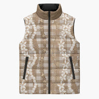 Hawaiian Ohia Lehua Lei Sleeveless Puffer Jacket Plaid Palaka Kalaihaahaa Pattern - Polynesian Pride