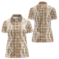 Hawaiian Ohia Lehua Lei Women Polo Shirt Plaid Palaka Kalaihaahaa Pattern LT9 - Polynesian Pride