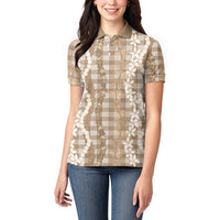 Hawaiian Ohia Lehua Lei Women Polo Shirt Plaid Palaka Kalaihaahaa Pattern LT9 - Polynesian Pride
