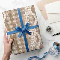 Hawaiian Ohia Lehua Lei Wrapping Paper Plaid Palaka Kalaihaahaa Pattern - Polynesian Pride