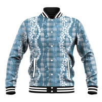 Hawaiian Ohia Lehua Lei Baseball Jacket Plaid Palaka Uliuli Omaomao Pattern - Polynesian Pride