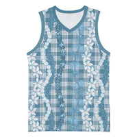 Hawaiian Ohia Lehua Lei Basketball Jersey Plaid Palaka Uliuli Omaomao Pattern - Polynesian Pride