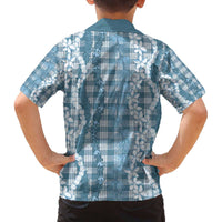 Hawaiian Ohia Lehua Lei Family Matching Off The Shoulder Long Sleeve Dress and Hawaiian Shirt Plaid Palaka Uliuli Omaomao Pattern LT9 - Polynesian Pride