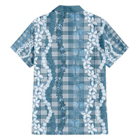 Hawaiian Ohia Lehua Lei Family Matching Off The Shoulder Long Sleeve Dress and Hawaiian Shirt Plaid Palaka Uliuli Omaomao Pattern LT9 - Polynesian Pride