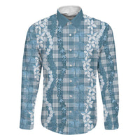 Hawaiian Ohia Lehua Lei Family Matching Off Shoulder Maxi Dress and Hawaiian Shirt Plaid Palaka Uliuli Omaomao Pattern - Polynesian Pride
