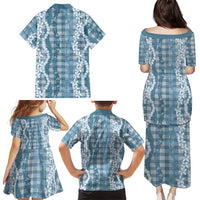 Hawaiian Ohia Lehua Lei Family Matching Puletasi and Hawaiian Shirt Plaid Palaka Uliuli Omaomao Pattern LT9 - Polynesian Pride