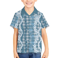 Hawaiian Ohia Lehua Lei Family Matching Puletasi and Hawaiian Shirt Plaid Palaka Uliuli Omaomao Pattern LT9 - Polynesian Pride