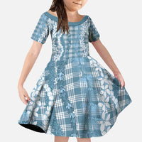 Hawaiian Ohia Lehua Lei Family Matching Short Sleeve Bodycon Dress and Hawaiian Shirt Plaid Palaka Uliuli Omaomao Pattern - Polynesian Pride