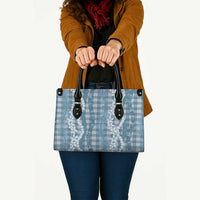 Hawaiian Ohia Lehua Lei Leather Bag Plaid Palaka Uliuli Omaomao Pattern - Polynesian Pride