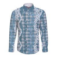Hawaiian Ohia Lehua Lei Long Sleeve Button Shirt Plaid Palaka Uliuli Omaomao Pattern - Polynesian Pride