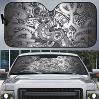 Aotearoa Maori Hei Tiki Auto Sun Shade Kiwikiwi Kowhaiwhai Puhoro Motif LT9 Grey - Polynesian Pride