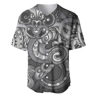 Aotearoa Maori Hei Tiki Baseball Jersey Kiwikiwi Kowhaiwhai Puhoro Motif LT9 Grey - Polynesian Pride