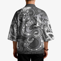 Aotearoa Maori Hei Tiki Kimono Kiwikiwi Kowhaiwhai Puhoro Motif