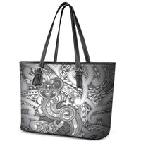Aotearoa Maori Hei Tiki Leather Tote Bag Kiwikiwi Kowhaiwhai Puhoro Motif