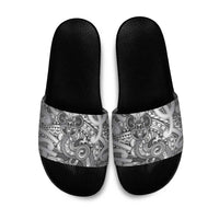 Aotearoa Maori Hei Tiki Slide Sandals Kiwikiwi Kowhaiwhai Puhoro Motif LT9 Grey - Polynesian Pride
