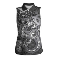 Aotearoa Maori Hei Tiki Women Sleeveless Polo Shirt Kiwikiwi Kowhaiwhai Puhoro Motif