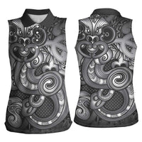 Aotearoa Maori Hei Tiki Women Sleeveless Polo Shirt Kiwikiwi Kowhaiwhai Puhoro Motif