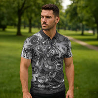 Aotearoa Maori Hei Tiki Zipper Polo Shirt Kiwikiwi Kowhaiwhai Puhoro Motif