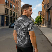 Aotearoa Maori Hei Tiki Zipper Polo Shirt Kiwikiwi Kowhaiwhai Puhoro Motif