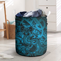 Aotearoa Maori Hei Tiki Laundry Basket Kikorangi Kowhaiwhai Puhoro Motif LT9 Blue - Polynesian Pride