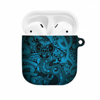 Aotearoa Maori Hei Tiki AirPods Case Kikorangi Kowhaiwhai Puhoro Motif LT9 Blue - Polynesian Pride