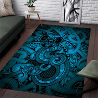 Aotearoa Maori Hei Tiki Area Rug Kikorangi Kowhaiwhai Puhoro Motif