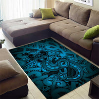 Aotearoa Maori Hei Tiki Area Rug Kikorangi Kowhaiwhai Puhoro Motif