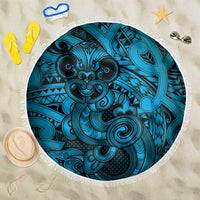 Aotearoa Maori Hei Tiki Beach Blanket Kikorangi Kowhaiwhai Puhoro Motif LT9 One Size 150cm Blue - Polynesian Pride