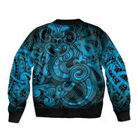 Aotearoa Maori Hei Tiki Bomber Jacket Kikorangi Kowhaiwhai Puhoro Motif