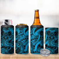 Aotearoa Maori Hei Tiki 4 in 1 Can Cooler Tumbler Kikorangi Kowhaiwhai Puhoro Motif