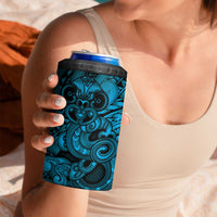 Aotearoa Maori Hei Tiki 4 in 1 Can Cooler Tumbler Kikorangi Kowhaiwhai Puhoro Motif