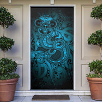 Aotearoa Maori Hei Tiki Door Cover Kikorangi Kowhaiwhai Puhoro Motif LT9 Blue - Polynesian Pride