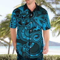 Aotearoa Maori Hei Tiki Hawaiian Shirt Kikorangi Kowhaiwhai Puhoro Motif
