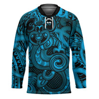 Aotearoa Maori Hei Tiki Hockey Jersey Kikorangi Kowhaiwhai Puhoro Motif LT9 Unisex Blue - Polynesian Pride