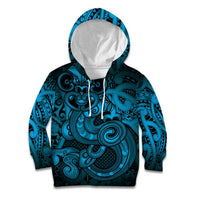 Aotearoa Maori Hei Tiki Kid Hoodie Kikorangi Kowhaiwhai Puhoro Motif