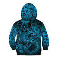 Aotearoa Maori Hei Tiki Kid Hoodie Kikorangi Kowhaiwhai Puhoro Motif