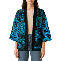 Aotearoa Maori Hei Tiki Kimono Kikorangi Kowhaiwhai Puhoro Motif LT9 - Polynesian Pride