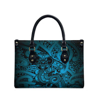 Aotearoa Maori Hei Tiki Leather Bag Kikorangi Kowhaiwhai Puhoro Motif LT9 - Polynesian Pride
