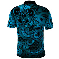 Aotearoa Maori Hei Tiki Polo Shirt Kikorangi Kowhaiwhai Puhoro Motif LT9 - Polynesian Pride