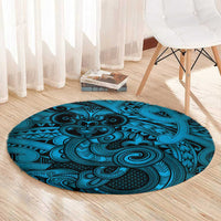 Aotearoa Maori Hei Tiki Round Carpet Kikorangi Kowhaiwhai Puhoro Motif LT9 - Polynesian Pride