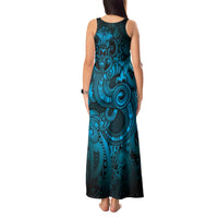 Aotearoa Maori Hei Tiki Tank Maxi Dress Kikorangi Kowhaiwhai Puhoro Motif
