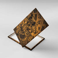 Aotearoa Maori Hei Tiki Canvas Wall Art Koura Kowhaiwhai Puhoro Motif LT9 With Frame Gold - Polynesian Pride