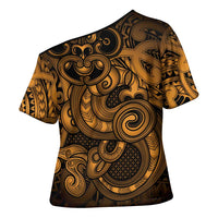Aotearoa Maori Hei Tiki Cross Shoulder Shirt Koura Kowhaiwhai Puhoro Motif LT9 - Polynesian Pride